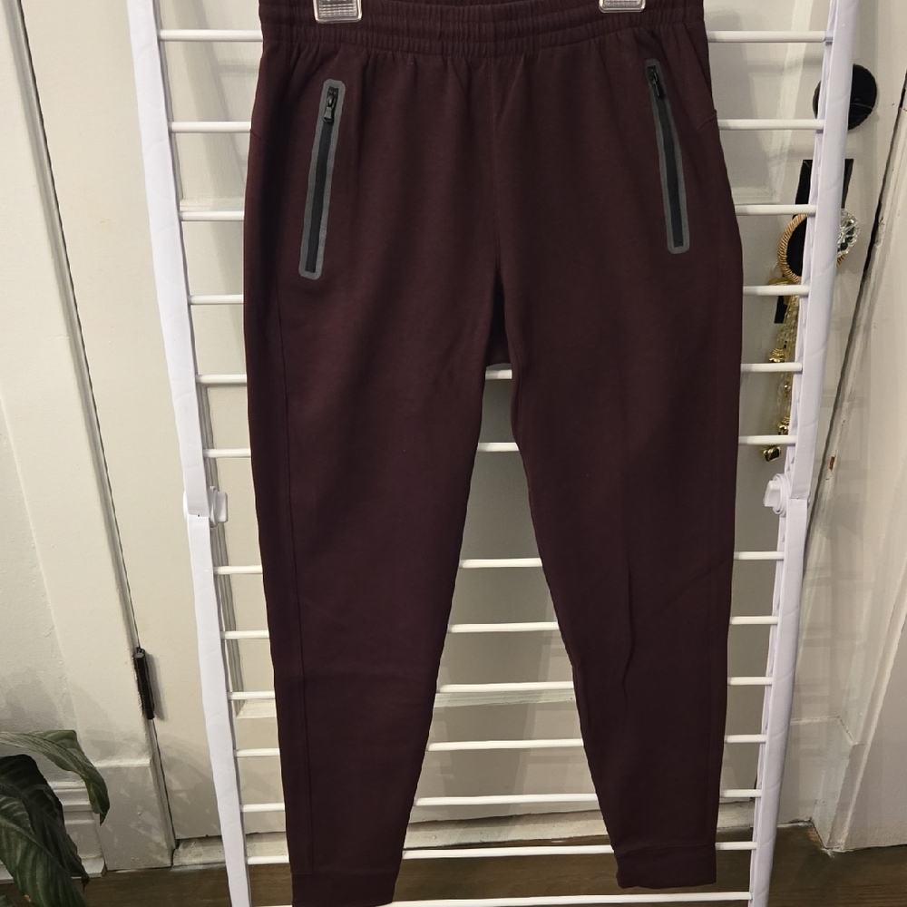 Old Navy Men's Maroon Zip-Pocket Joggers